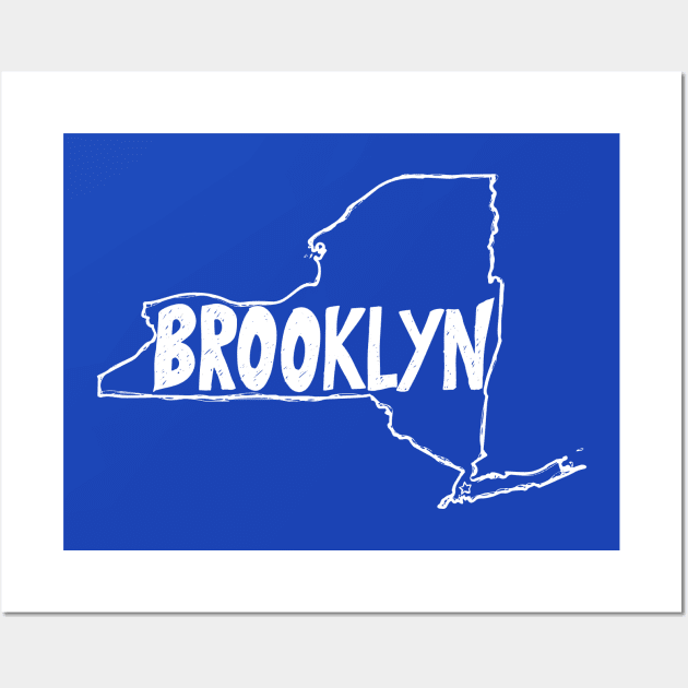 Brooklyn, New York (White Graphic) Wall Art by thefunkysoul